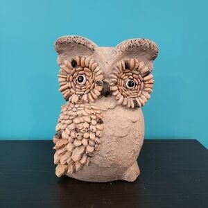 Ceramic Owl Cottage Core Figurine Distressed Decor Garden